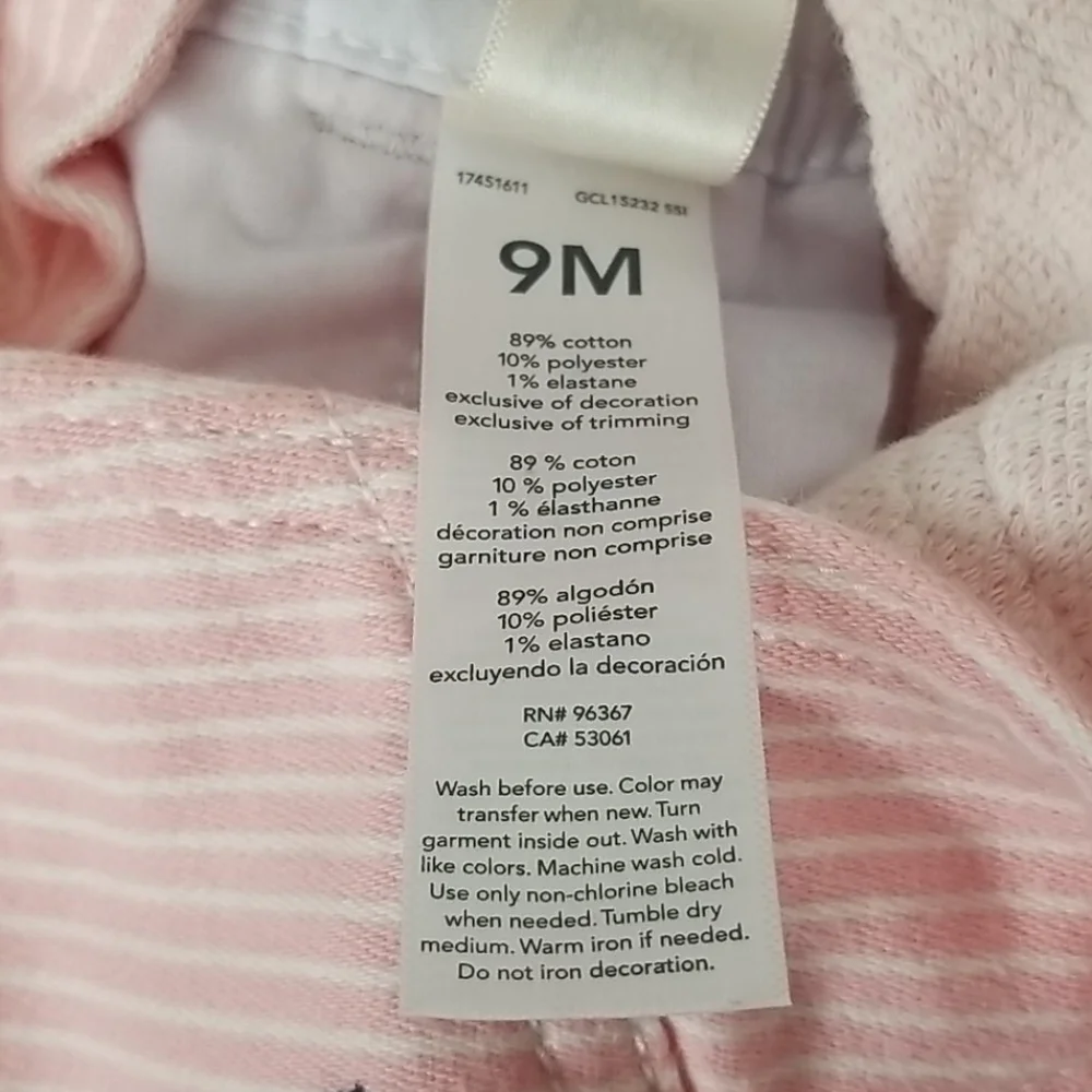 OshKosh Stretchy Pink Stripe Overalls 9M